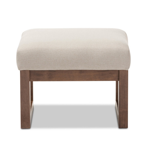 Baxton Studio Yashiya Mid-century Light Beige Upholstered Ottoman Stool 123-6820